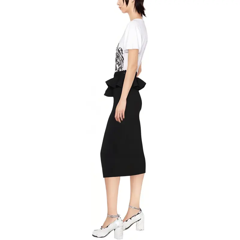 Alexander McQueen Ruffle Detailed Slit Midi Skirt-3