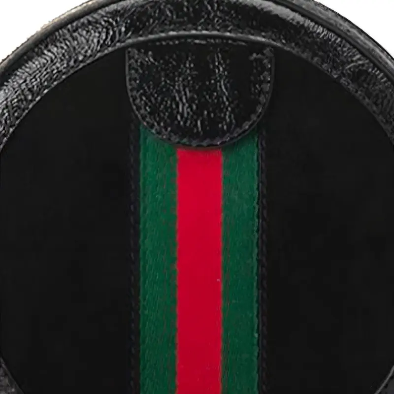 GUCCI Ophidia Suede With Painted Leather Round Cake Bag Shoulder Bag Crossbody Bag Mini Women's Black-6