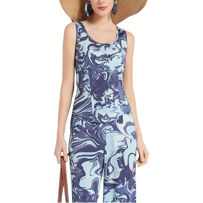 BESIONIA SS24 Tank Tops Women's Blue Pattern-2