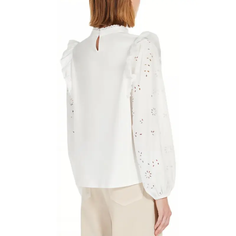 WEEKEND MaxMara Embroidered Ruffled Top-3