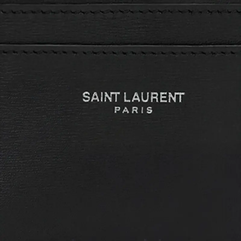 SAINT LAURENT Cow Leather Card Clip Card Holder Men's Black-3