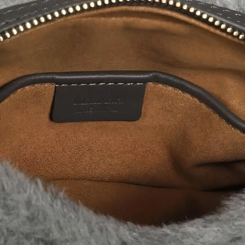MaxMara Faux Fur Tote Bag Shopping Bag Crossbody Bag Shoulder Bag Women's Gray-2