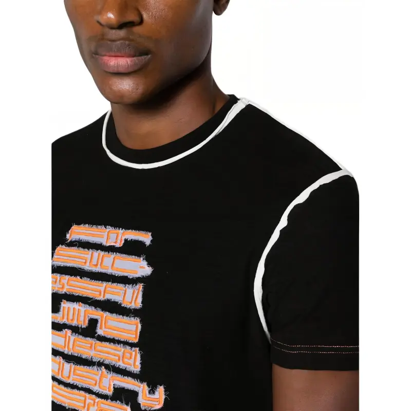 DIESEL T-Diegor-Raw-N2 Logo Embroidered T-Shirt-4