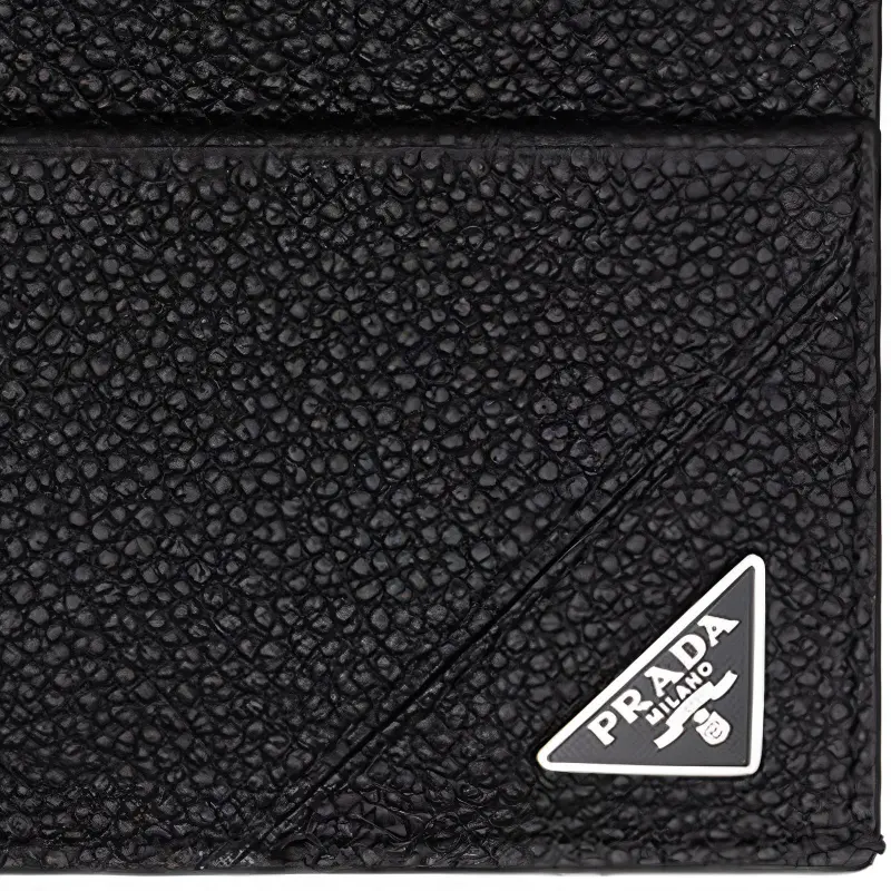 PRADA Calfskin Wallet Men's Black-3