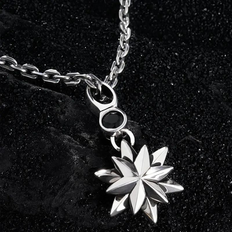 ROCK&RIDE 925 Silver Inlaid With Black Spinel Charm/Pendant Unisex-2