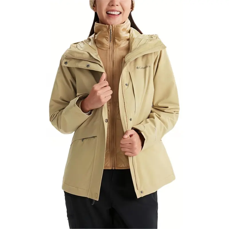 Columbia Omni Heat FW24 Waterproof And Warm Windbreaker Jacket Women's Apricot Yellow-2