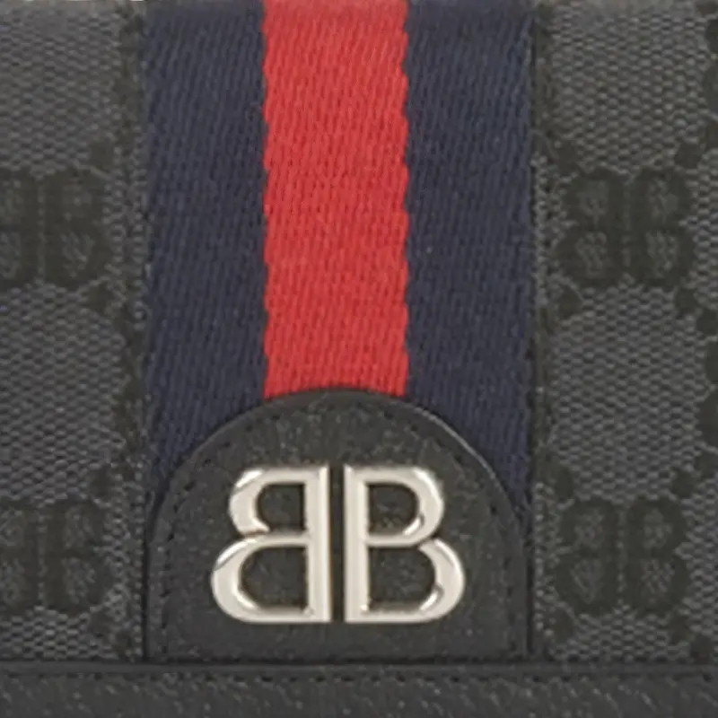 Balenciaga GUCCI Heavyweight Collaboration Cow Leather Card Holder Women's Black-3