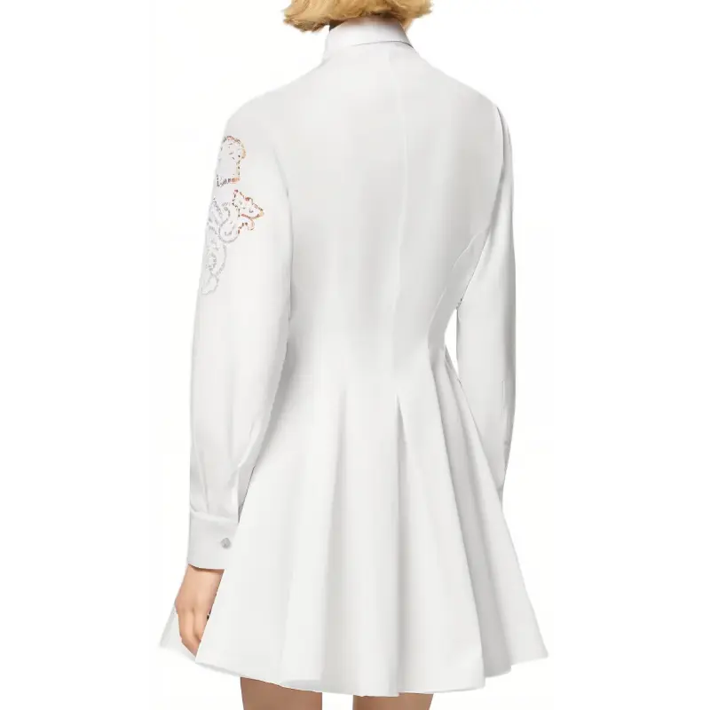 VERSACE Sangallo Embroidered A Lined Mini Shirt Dress-3