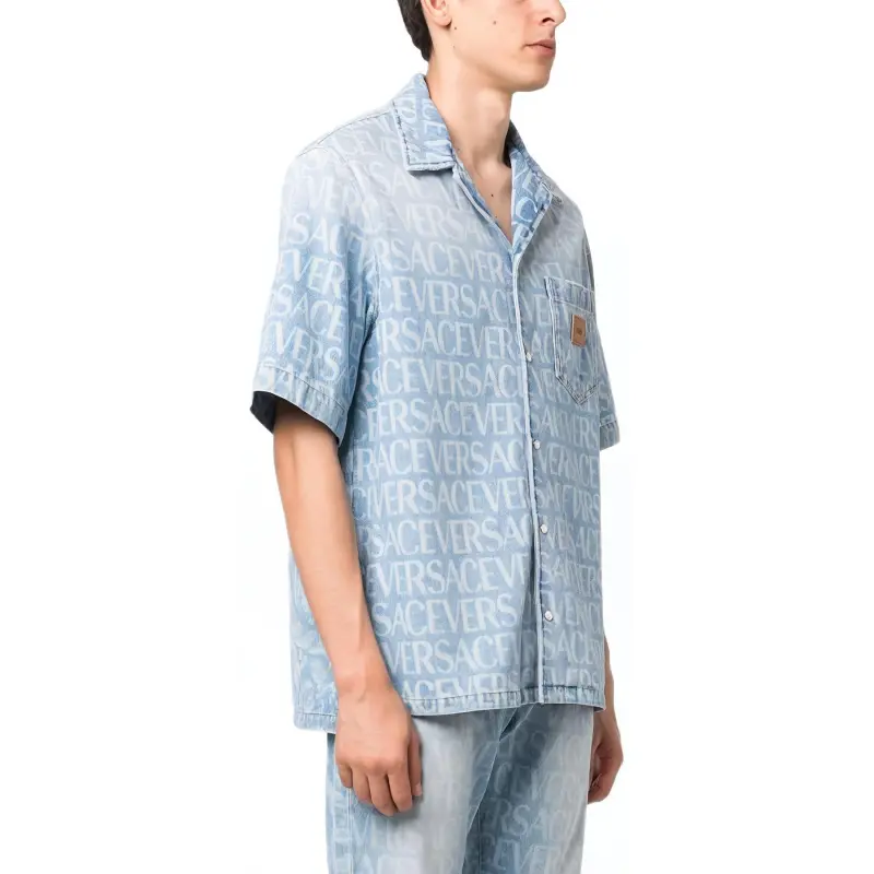 VERSACE Short Sleeved Denim Shirt-3