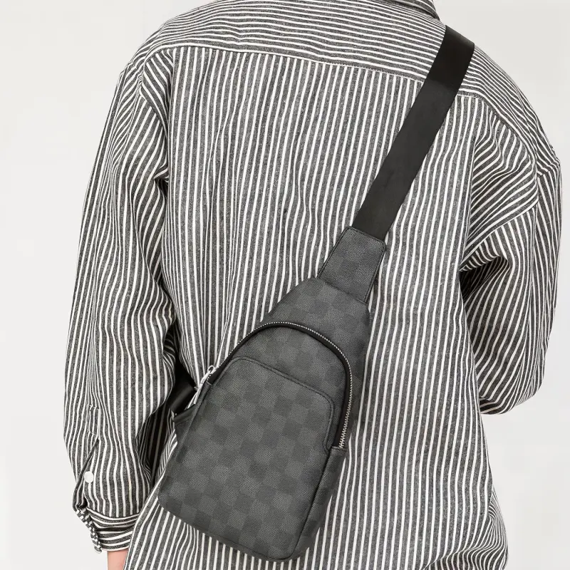 VIHUS Microfiber Leather Sling Bag Men's Black-4