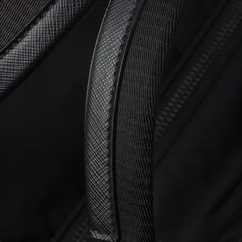 PRADA Recycled Nylon With Patchwork Leather Tote Bag Shopping Bag Handbag Men's Black-4