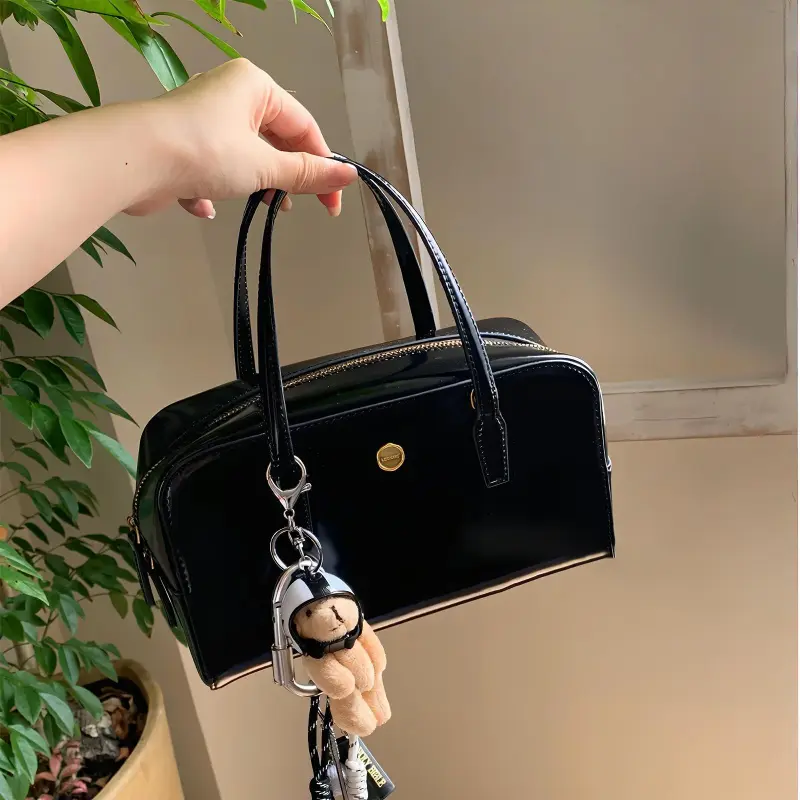 BEMIX PETS Cow Split Leather Handbag Regular Women's Black-2