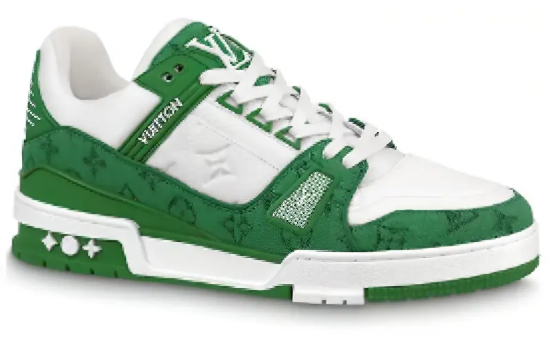 LOUIS VUITTON Trainer Green Monogram Denim White-1
