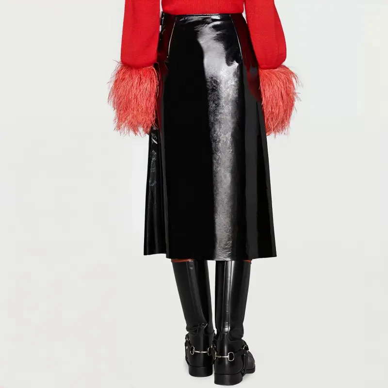GUCCI Vinyl Effect Skirt Black-2