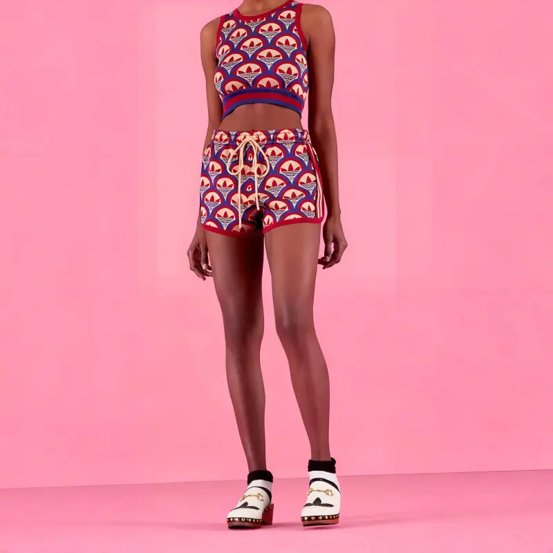 GUCCI X Adidas Jacquard Shorts Red/Blue-1