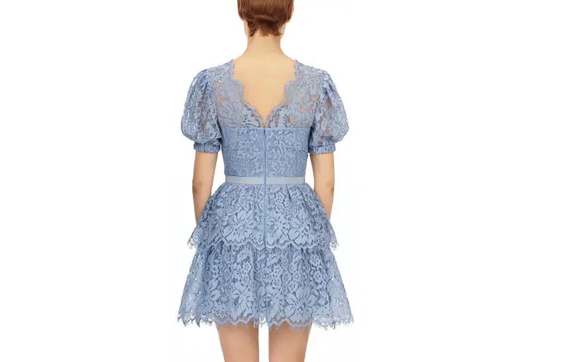 Self portrait Short Sleeved Dress Women's Blue-1