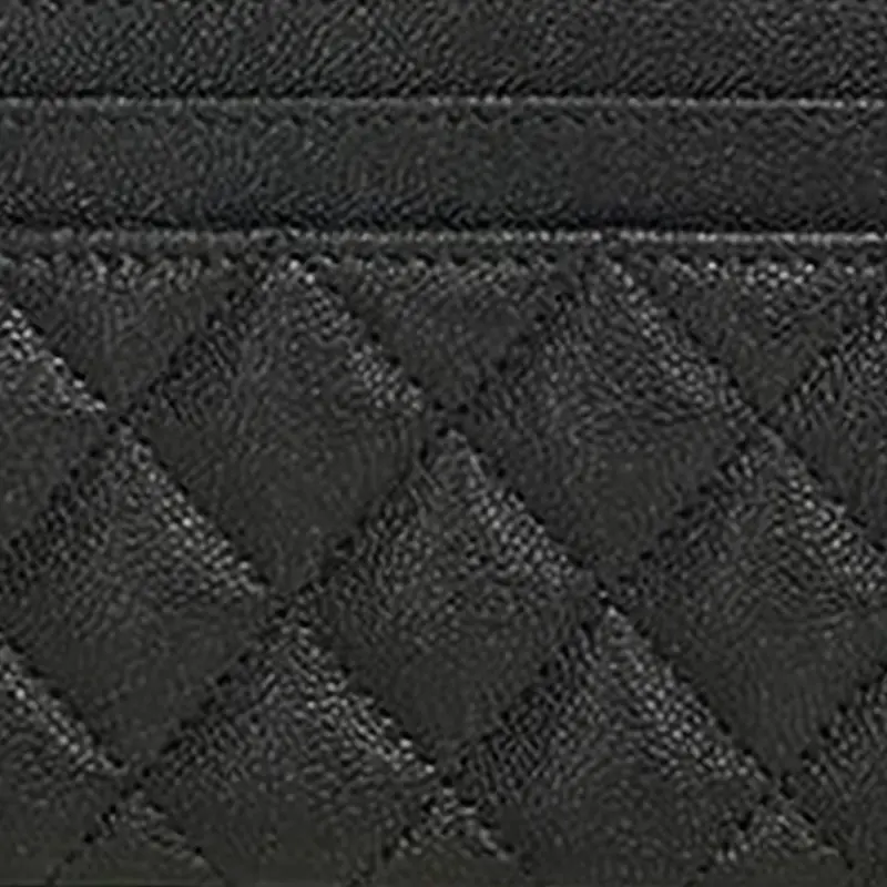 CHANEL Leboy Caviar Cow Leather Card Holder Women's Black-3
