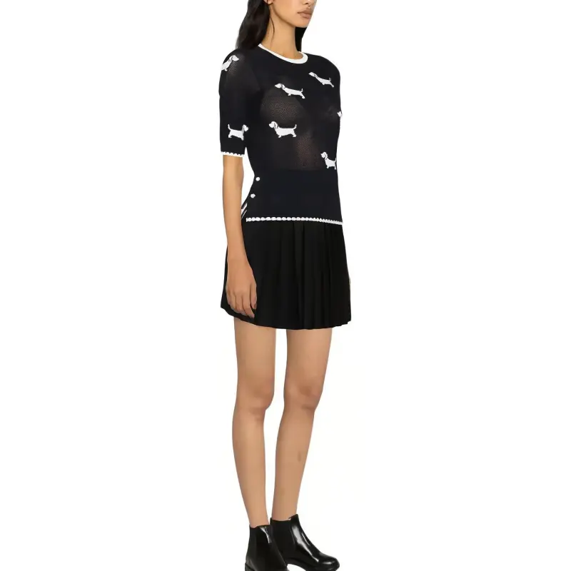 THOM BROWNE Hector Icon Knit Crewneck Top-1