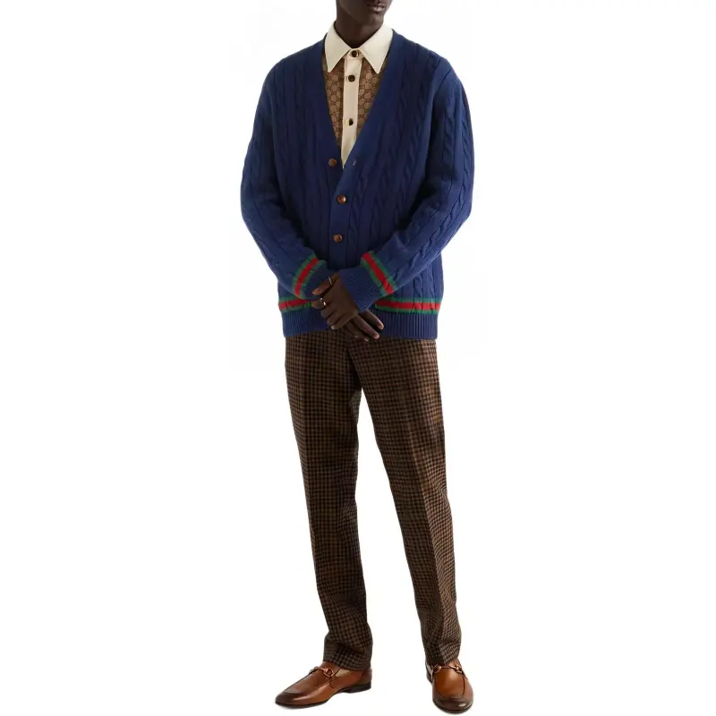 GUCCI Cashmere And Wool Cable Knit Cardigan-1