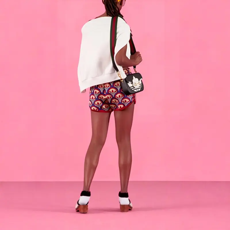 GUCCI X Adidas Jacquard Shorts Red/Blue-4