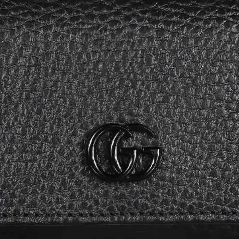 GUCCI Marmont Leather Wallet Medium Size Women's Black-3