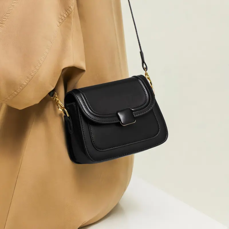 15 MINS Synthetic Leather Tofu Bag Small Square Bag Crossbody Bag Shoulder Bag Regular Women's Brown/Black-1