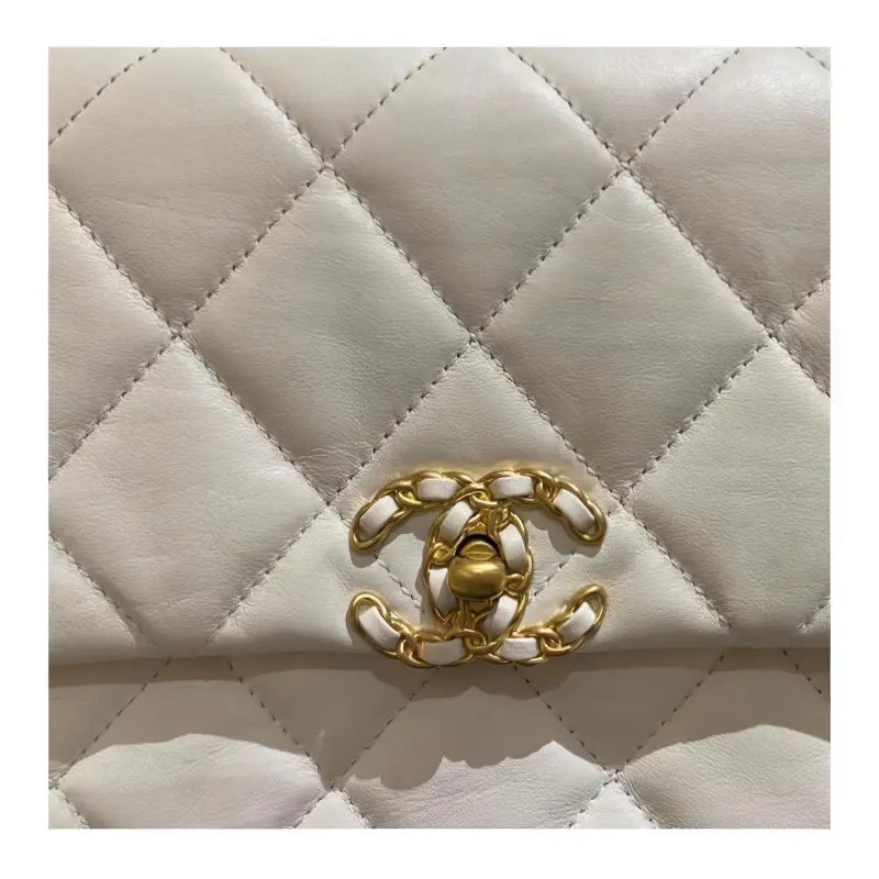 CHANEL Cow Leather Tofu Bag, Hobo Bag, Shoulder Bag, Crossbody Bag Women's White-1