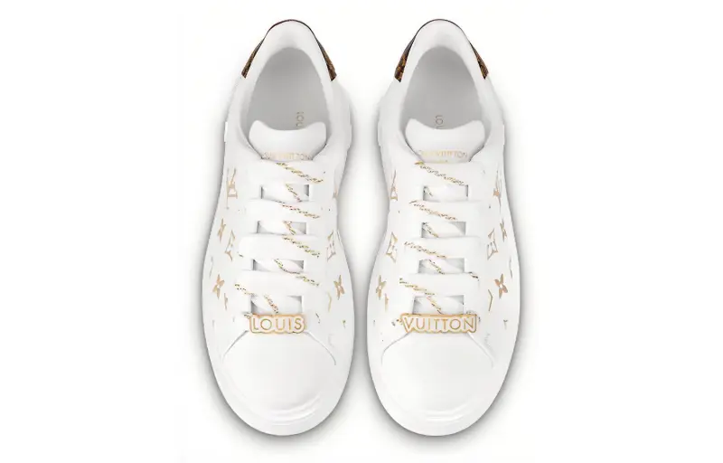 LOUIS VUITTON Time Out Sneakers 'White With Gold Monogram' Women's-2