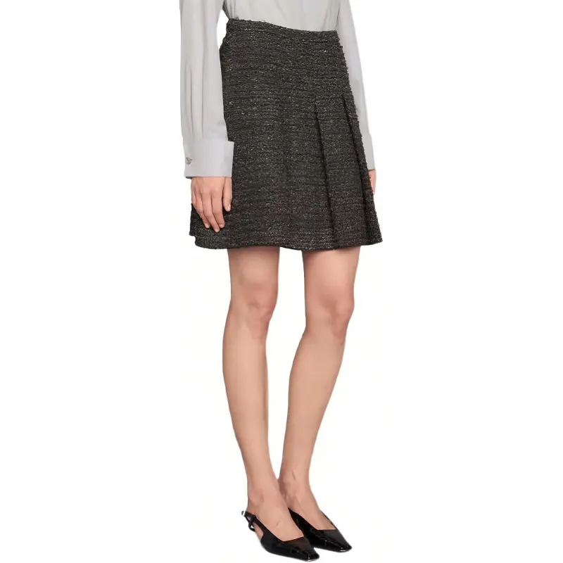 GUCCI Tweed Flared Mini Skirt Black-2