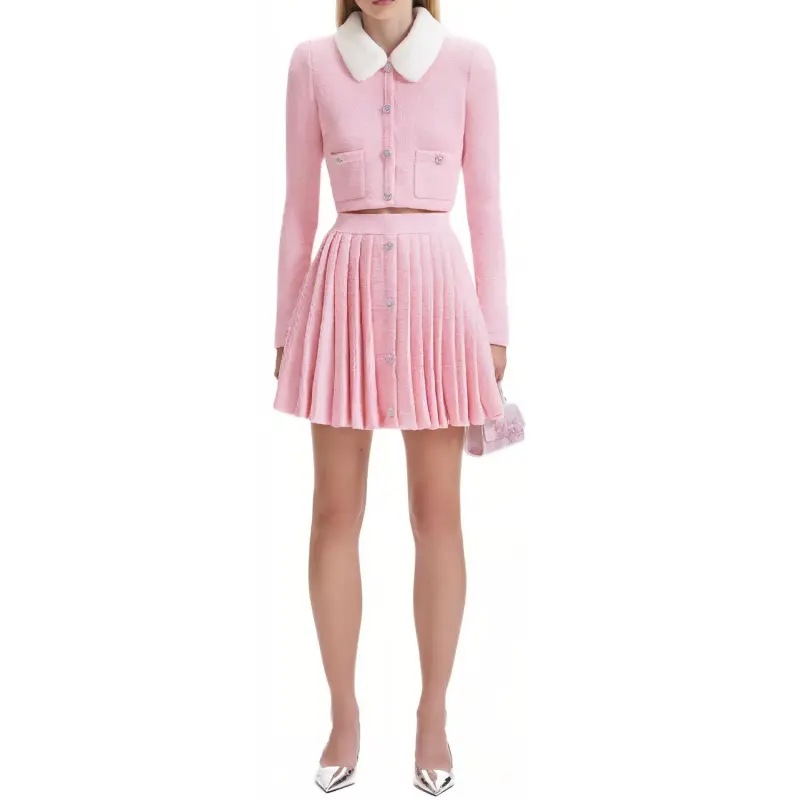 Self portrait Casual Short Skirts Women's Pink-2