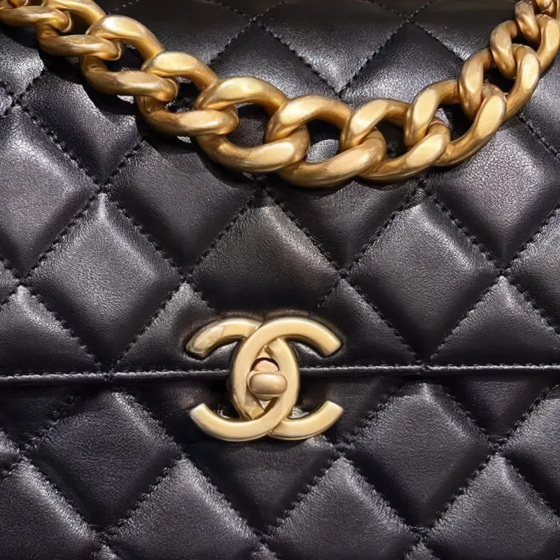 CHANEL Cow Leather Zipper Trunk Bag, Handbag, Crossbody Bag Women's Black-1