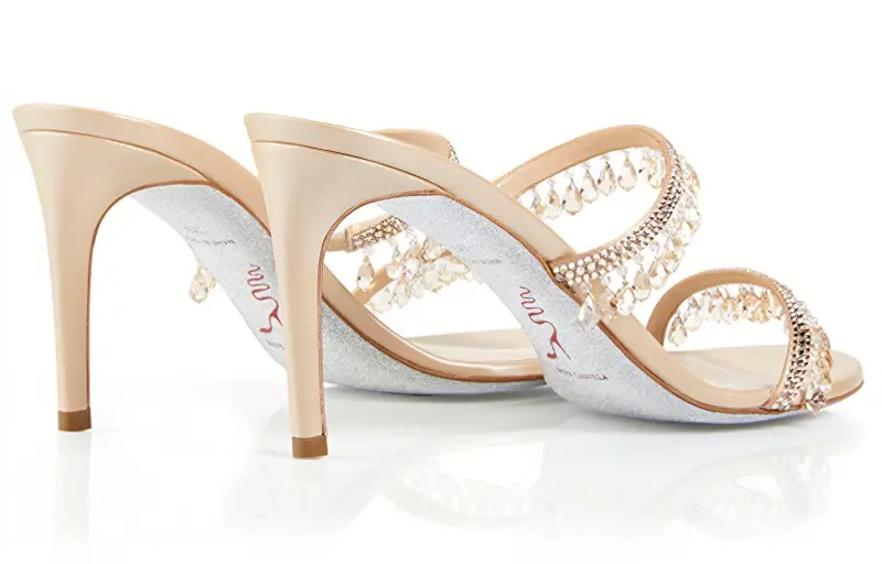 René Caovilla 75mm Crystal embellished Leather Mules-3