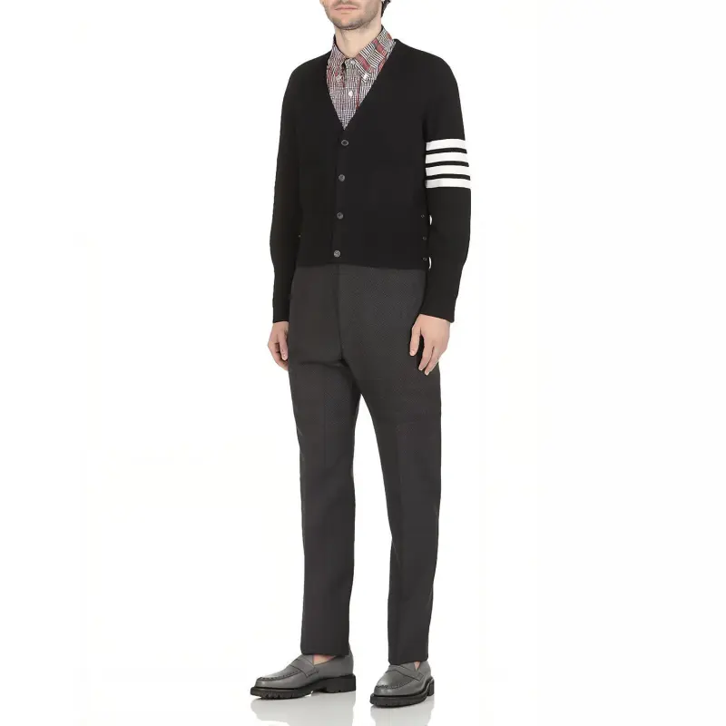 THOM BROWNE 4 Bar Stripe V neck Cardigan-1