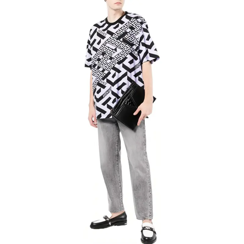 VERSACE T Shirts Men Black/White-1