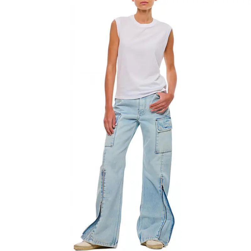 Stella McCartney Ankle Azip Wide Leg Cargo Jeans-2