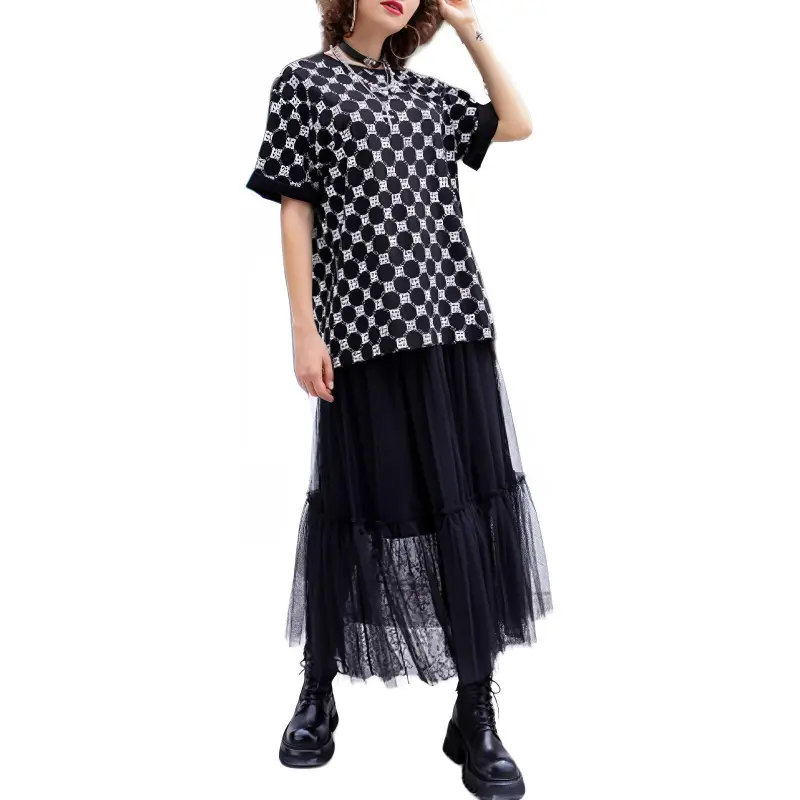 BESIONIA T Shirt Women's Black Pattern-1