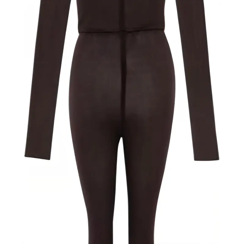 SAINT LAURENT Catsuit In Jersey Voile Jumpsuit Women's Chocolate-2