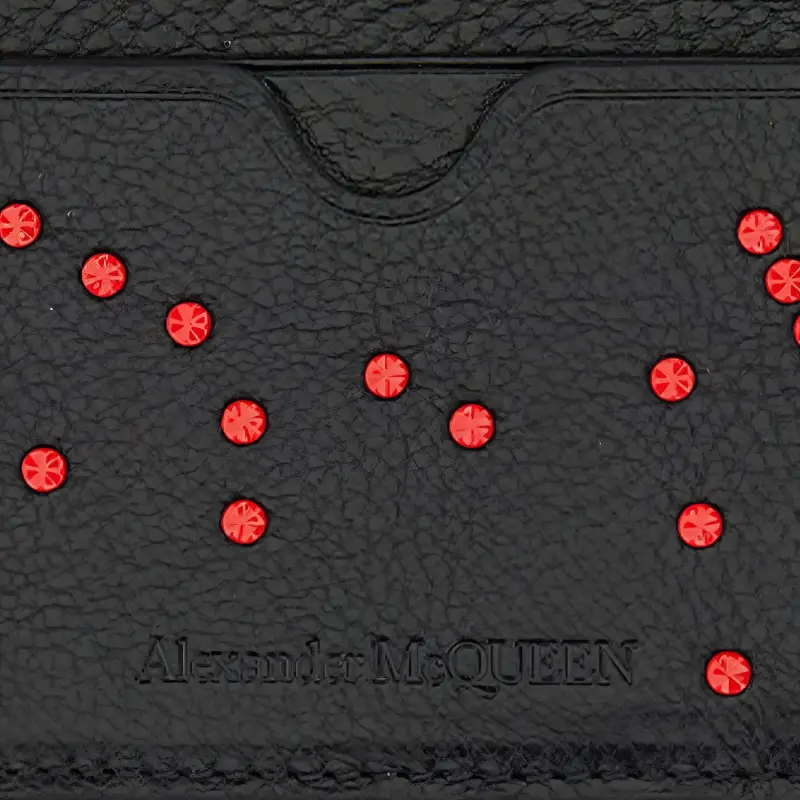 Alexander McQueen Calfskin Wallet, Card Holder Men's Black-3