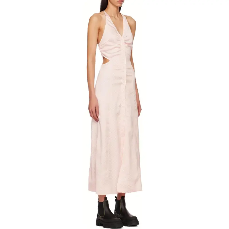 GANNI Cut-Out Halterneck Sleeveless Dress-4