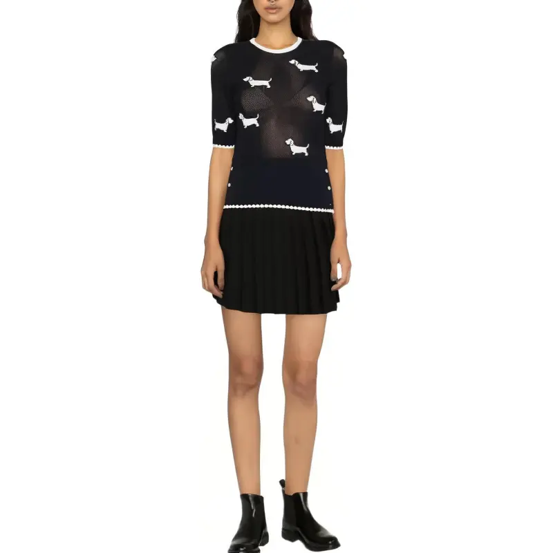 THOM BROWNE Hector Icon Knit Crewneck Top-2