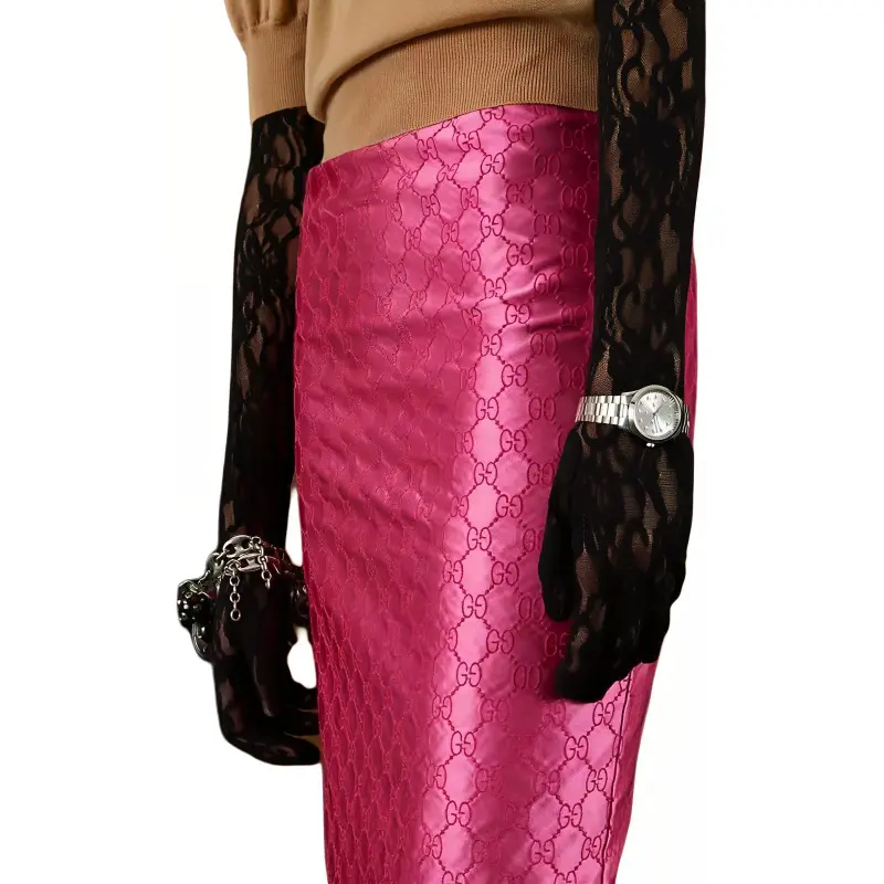 GUCCI Gg Embroidered Shorts Pink-4
