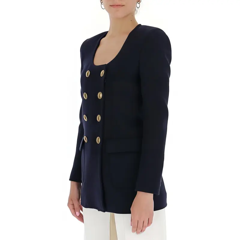 SAINT LAURENT Coats Women's Navy Blue-4