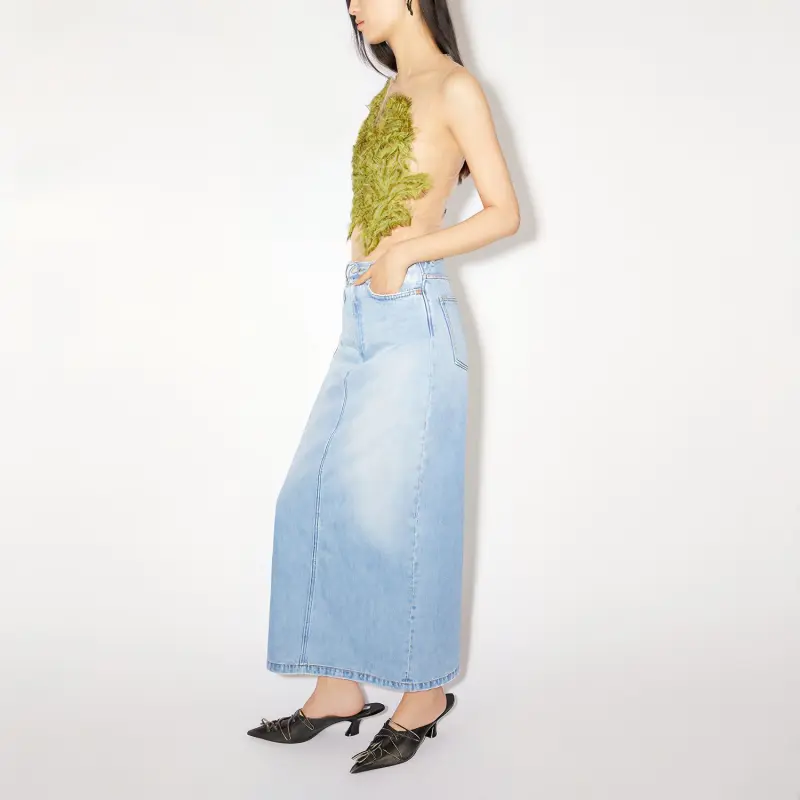 Acne Studios Denim Long Skirts Women's Light Blue-3