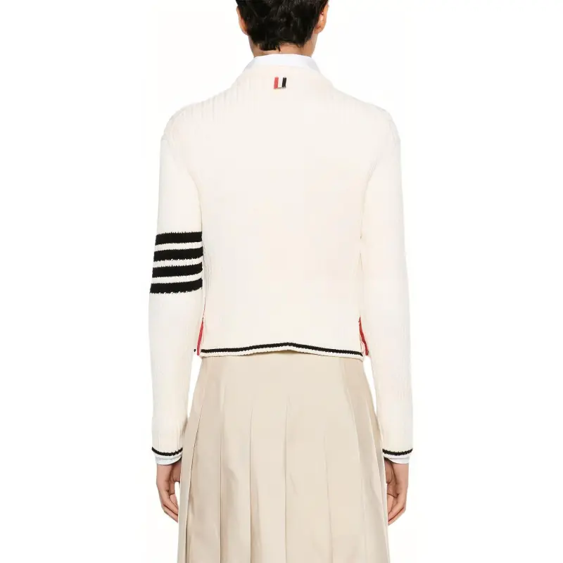THOM BROWNE 4 Bar Stripes Crewneck Cable Knitted Jumper-3