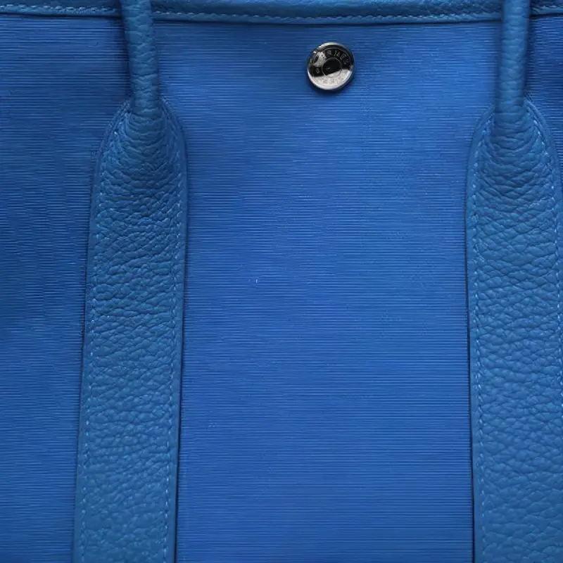 HERMES Garden Party Canvas With Leather Garden Bag Canvas Bag Handbag Unisex Blue Zanzibar Tanzanian Blue-3