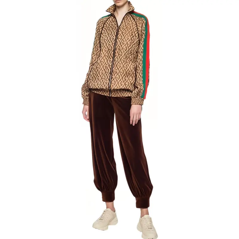 GUCCI Knitted Sports Pants Women's Brown-3