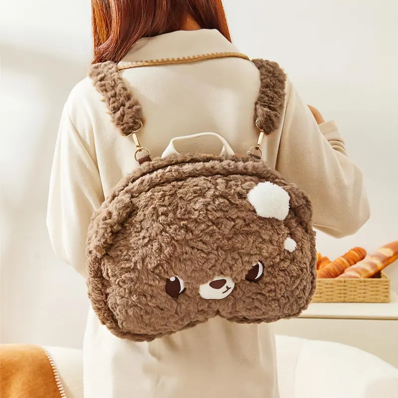 The Green Party Polyester Backpack Medium Size Women's Ivory Caramel-2