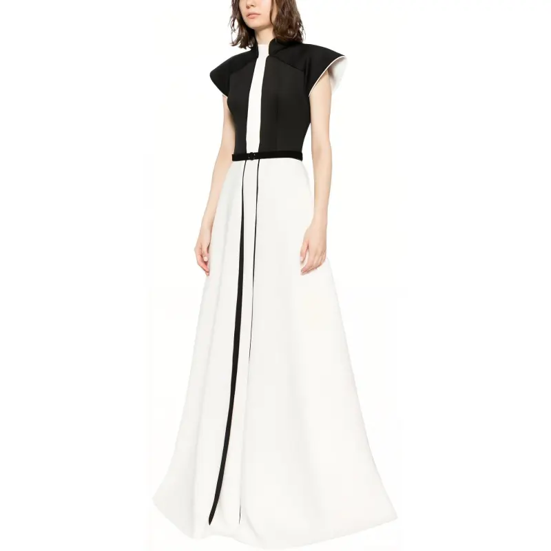 Saiid Kobeisy Cap sleeve Two tone Gown-3