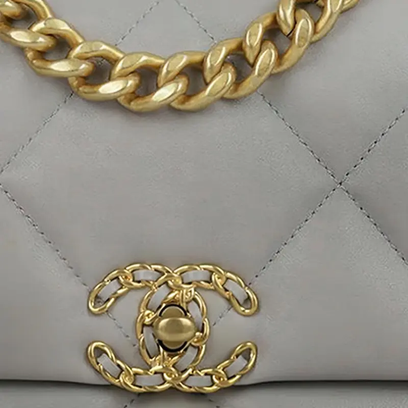 CHANEL 19Bag Lambskin & Metal Crossbody Bag, Shoulder Bag Trumpets Women's Dark Gray-1