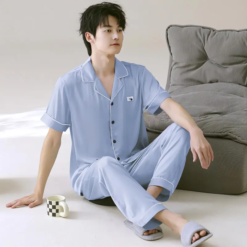 XIAFENYAN Pajama Set Men's Sky Blue-3
